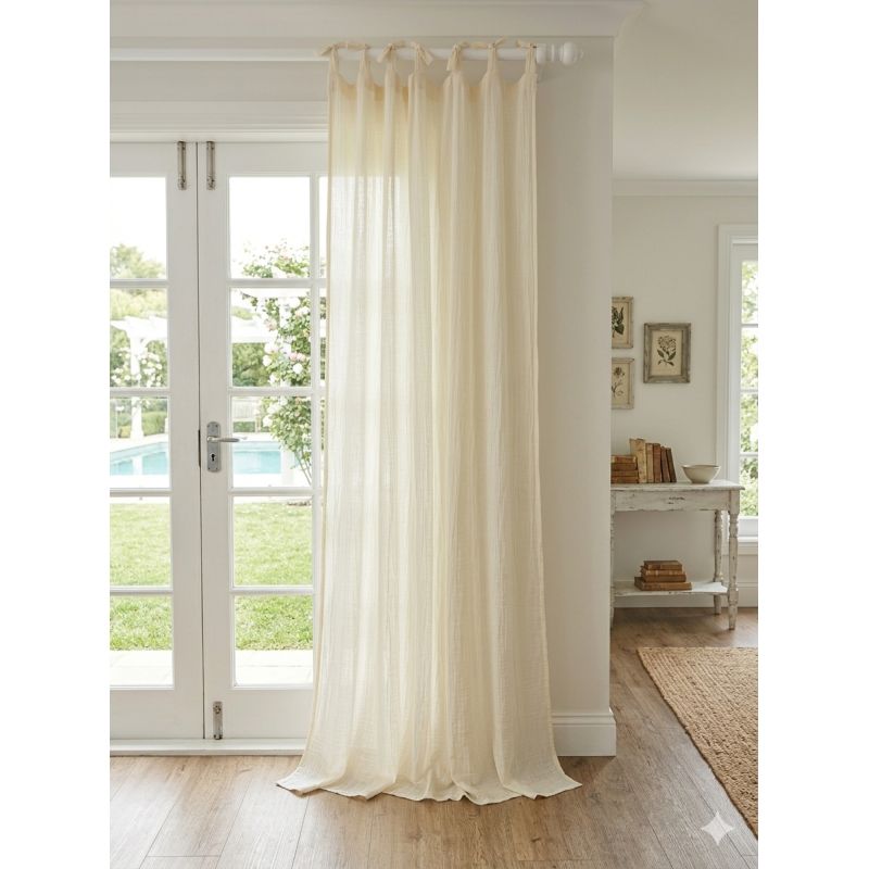 Tenda Semplicity avorio in cotone con laccetti Atelier17 per arredamento shabby chic
