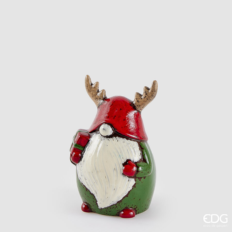 Decoro Gnomo - Renna in Ceramica EDG h 14,5 cm
