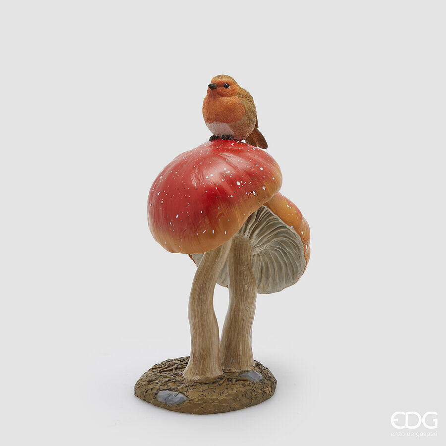 Decoro Funghi con Uccellino EDG 19 x 14 x h 31 cm