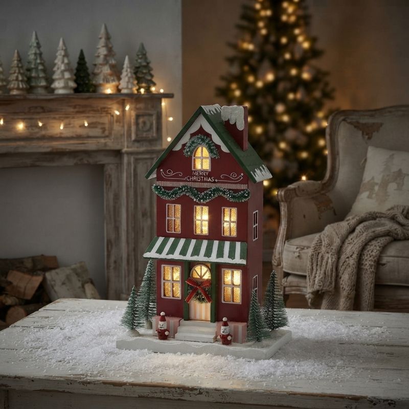 Casetta in Legno Natalizia con LED 18x10x27 cm EDG
