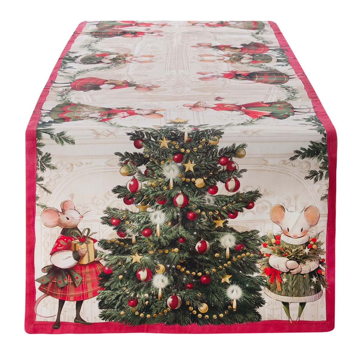 Herbst Runner Da Tavola Natalizio In Pelliccia Sintetica Bianca - 38 X 180 Cm