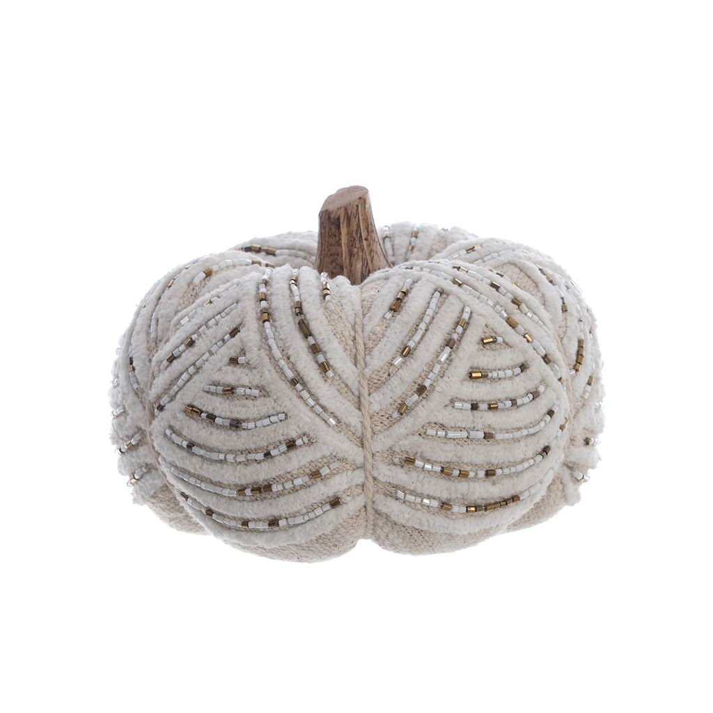 Decoro Zucca Blanc Mariclò in Cotone con Perline 15x15x13 cm