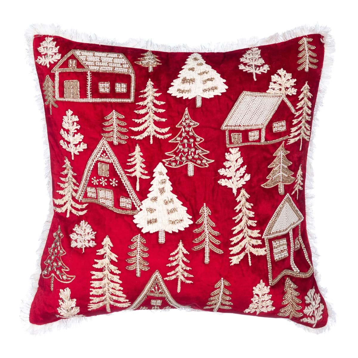 Federa per cuscino quadrata per Natale, protezione per cuscino piena di fiocchi di neve 45 x 45 cm in poliestere per decorazione domestica di Natale