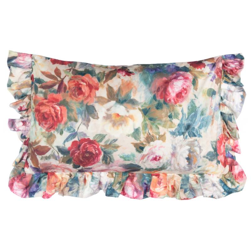 Set 2 Copriguanciali con Volant Shabby Chic Serie Rose Blanc Mariclò – 50x80 cm