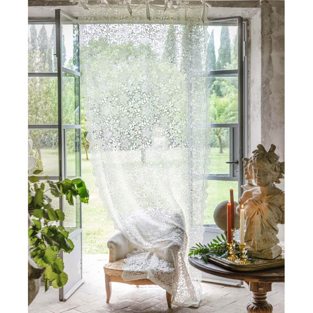 Tenda in Pizzo Blanc Mariclò Villa delle Rose - 135x290 cm - Bianco Avorio