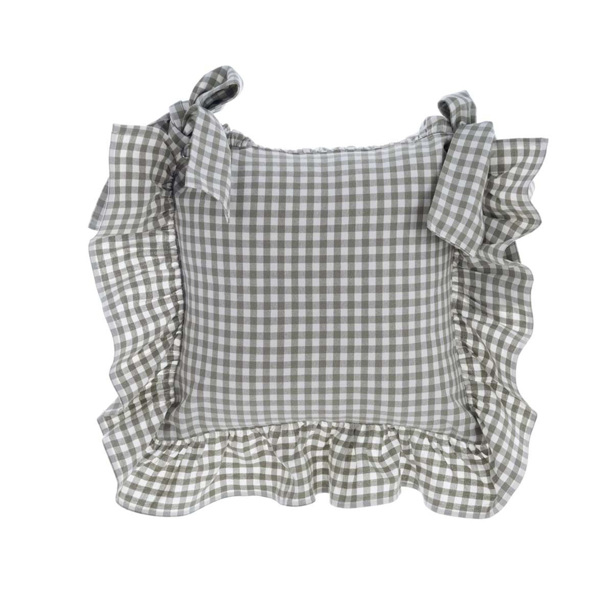 Copri Cuscino Sedia Blanc Mariclo - Osteria Chic Verde Oliva Polvere 40x40 cm + 10 cm volant