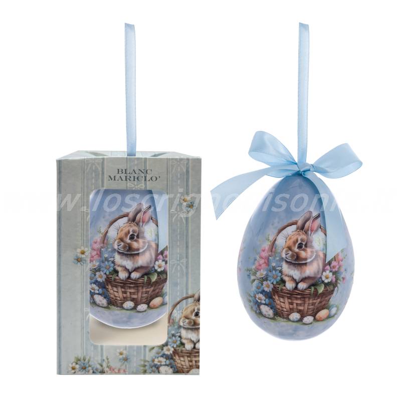 Uovo Decorativo Blanc Mariclò "Coniglietto nel Cestino" con Scatola Regalo