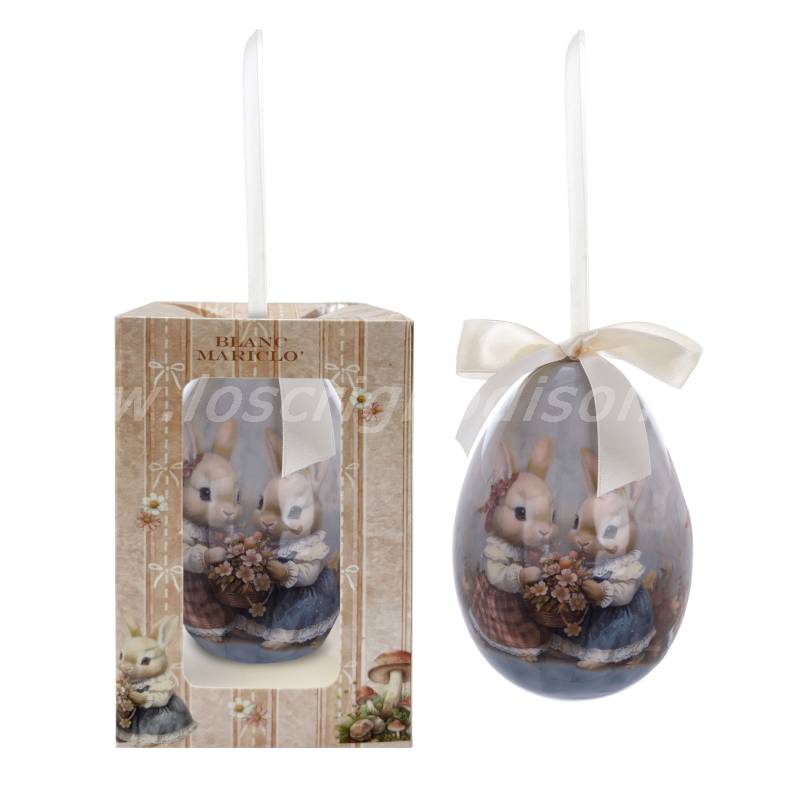 Uovo Decorativo Shabby Chic "Dolci Conigliette" - Blanc Mariclò