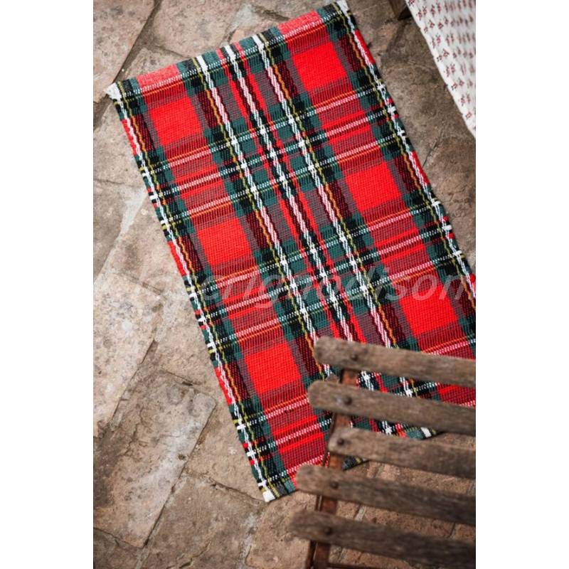 Tappeto in Cotone Blanc Mariclò Serie Tartan di Natale 50x90 cm