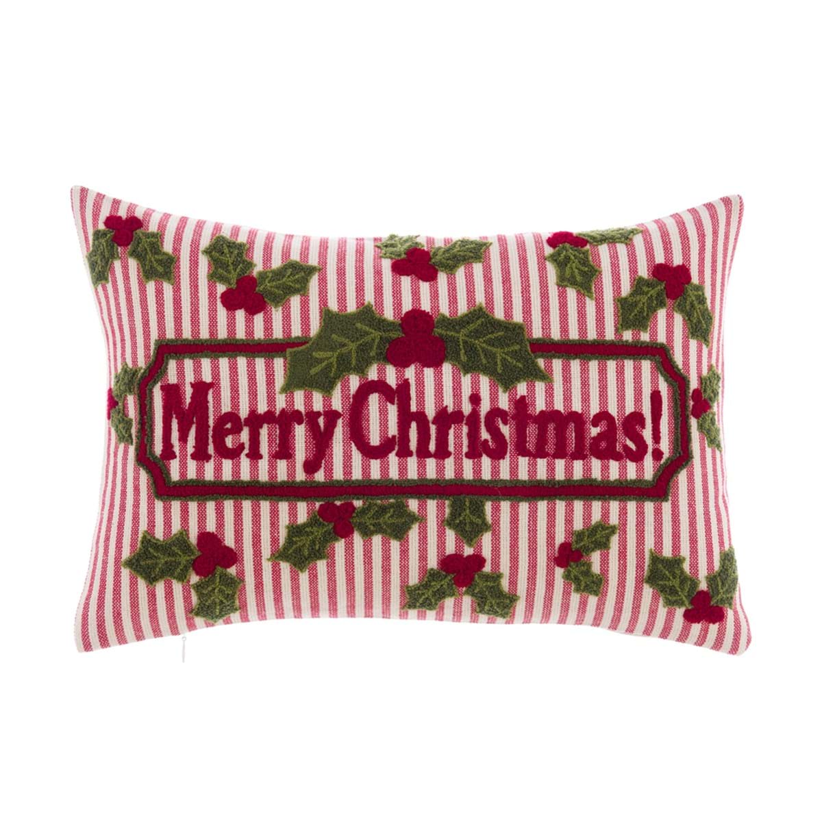 Cuscino Rettangolare Natalizio Ricamato Merry Christmas Blanc Mariclò - 30x45 cm