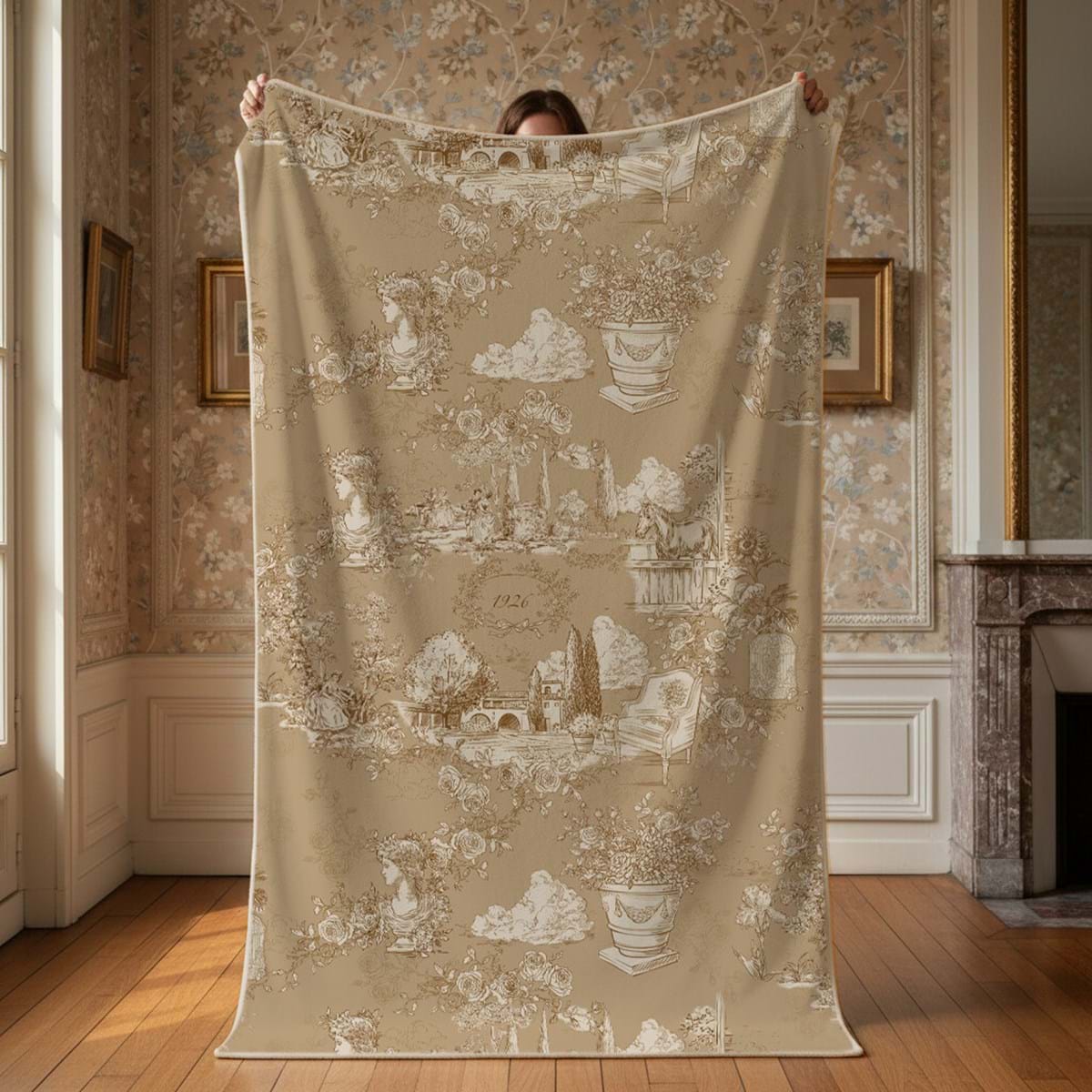 Plaid Sherpa con Borsa Blanc Mariclò Toile du Borgo Beige 140x170 cm