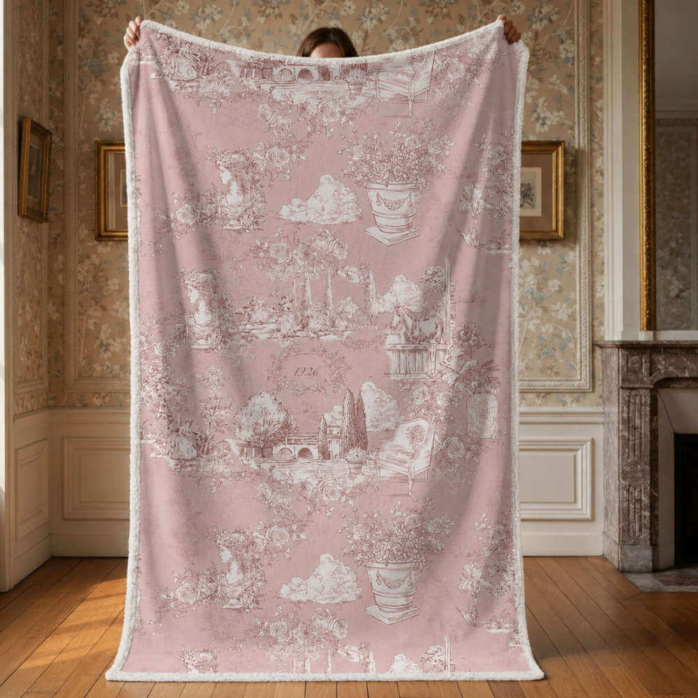 Plaid Sherpa con Borsa Blanc Mariclò Toile du Borgo Rosa 140x170 cm