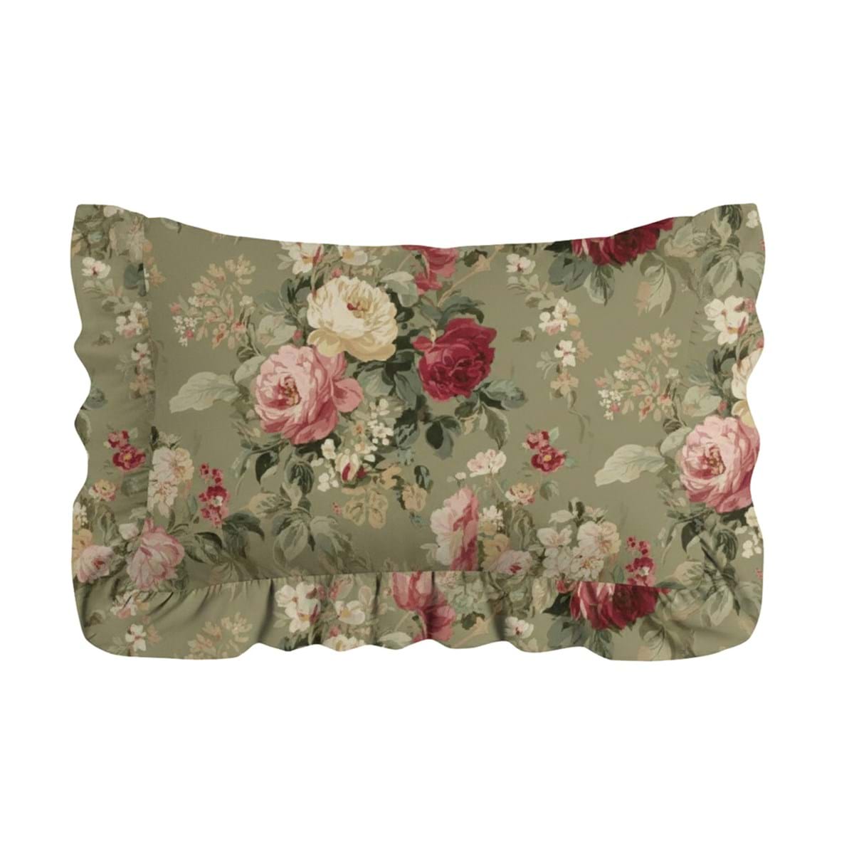 Coppia Copri Guanciali con Volant Blanc Mariclò Serie Rosa Royale 50x80 cm