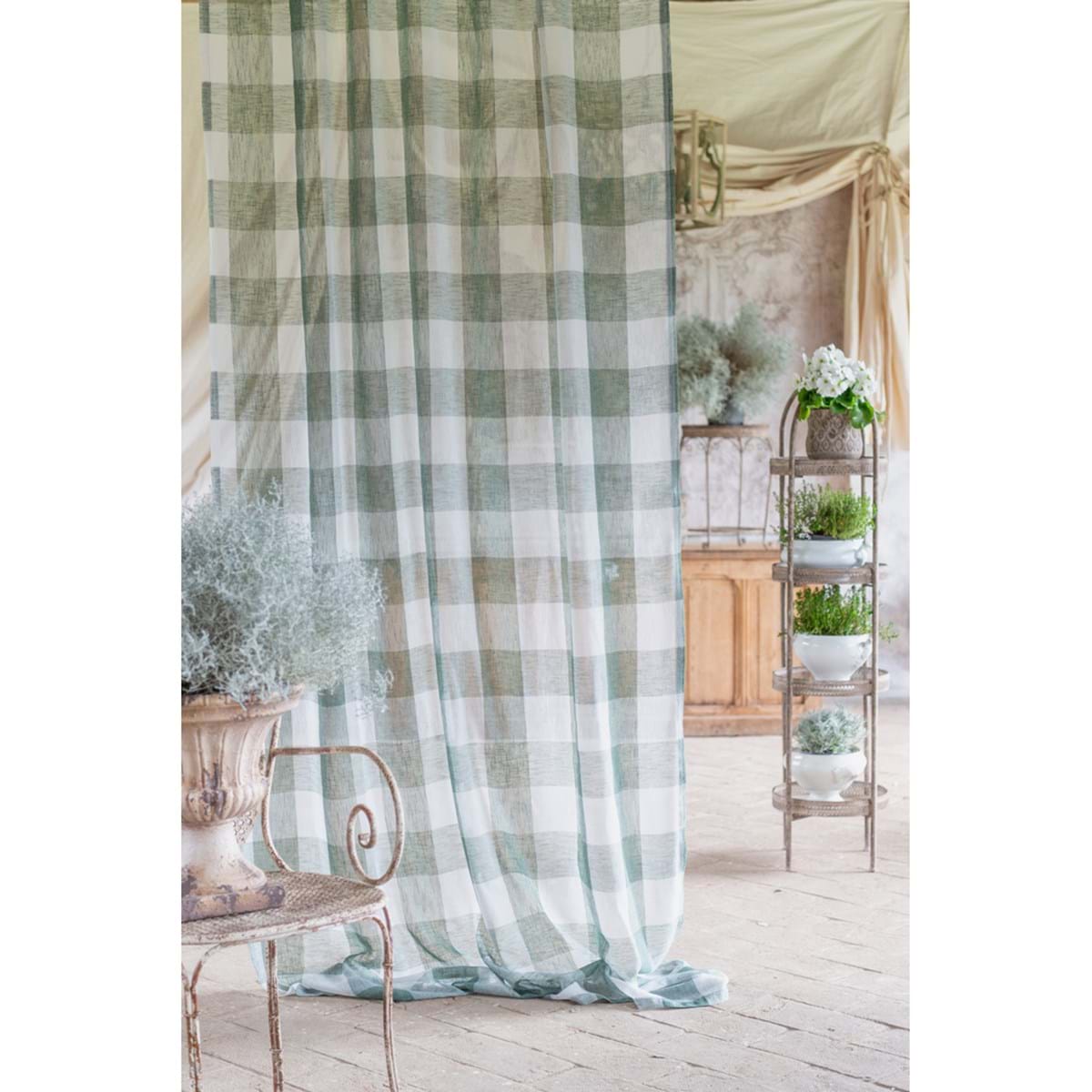 Tenda Country Chic Blanc Mariclò Quadri Verdi Serie Bolgheri 150x290 cm