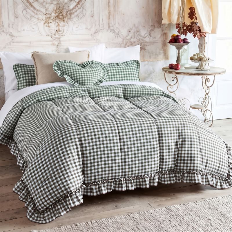 Trapunta Matrimoniale Collezione Vichy Verde Blanc Mariclò