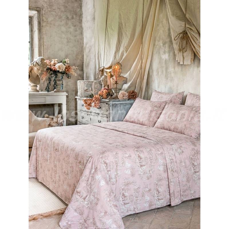 Completo Lenzuola Matrimoniali Blanc Mariclò – Serie Le Toile Du Borgo Rosa