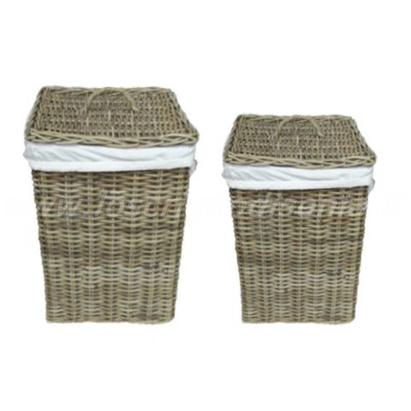Cestone Porta Biancheria Quadrato Blanc Mariclò con Coperchio - 42 x 42 x 62 cm