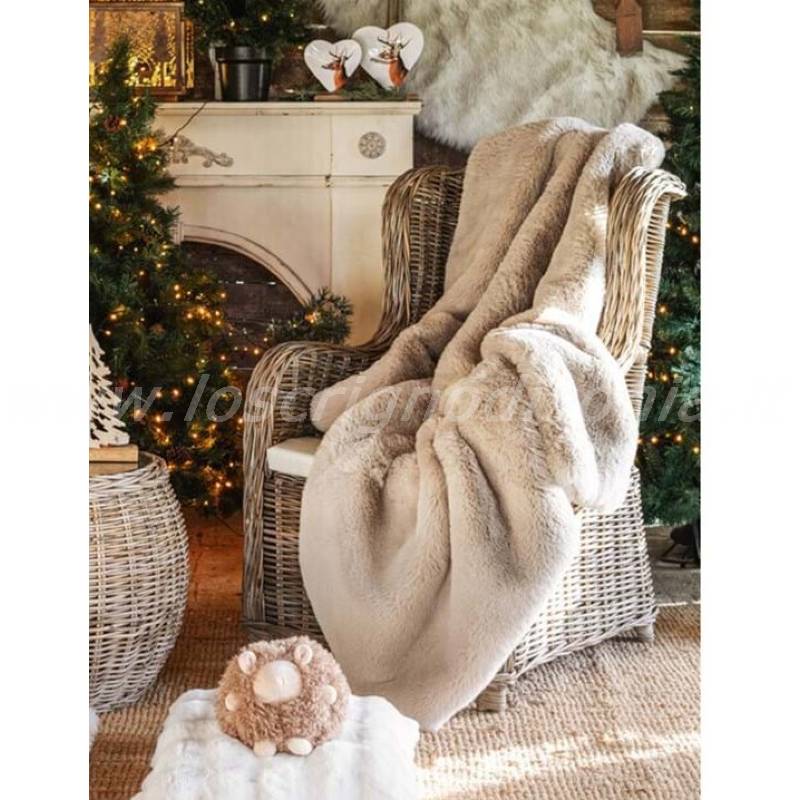 Plaid très chaud avec fourrure Blanc Mariclo - Déco d'Élise
