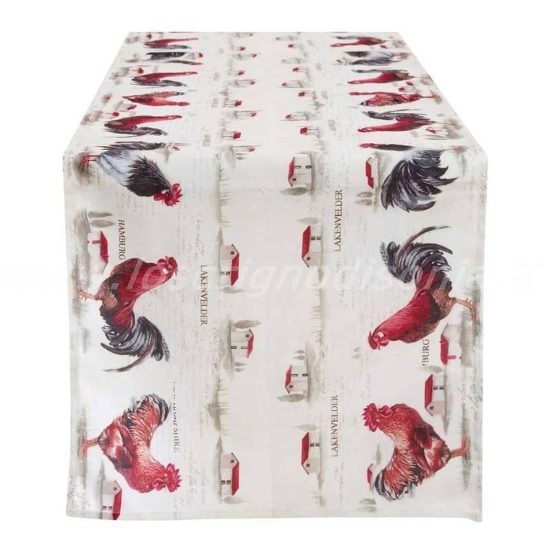 Blanc Mariclo Runner Striscia Centrotavola Country 45 x 150 cm Serie Chicchirichì
