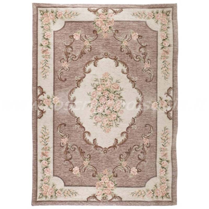 Tappeto in stile shabby chic, di colore cipria, della collezione Doria firmata Blanc Mariclò. Vista dall'alto