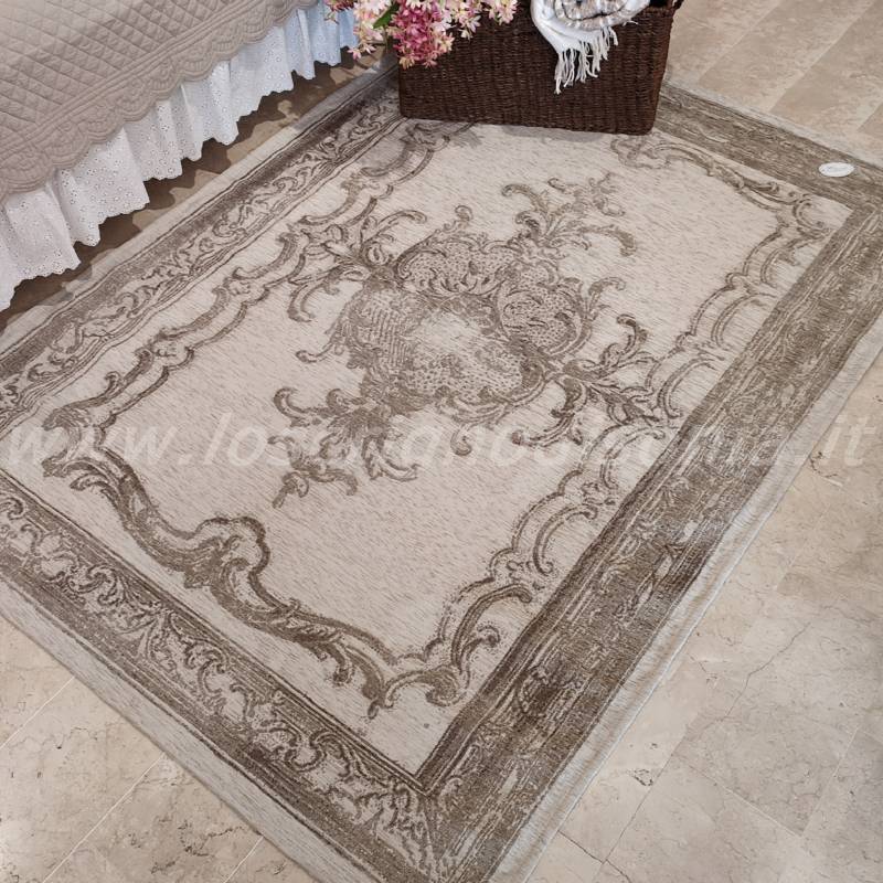 Tappeto serie Teatro di Blanc Mariclò. Colore naturale, stile vintage e shabby chic. Vista dall'alto