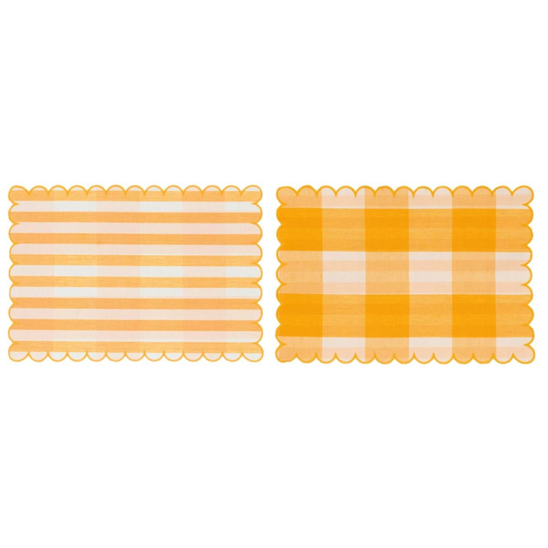 Tovaglietta double face rettangolare, di colore giallo, serie La Gelateria firmata Blanc Mariclò. Vista dall'alto