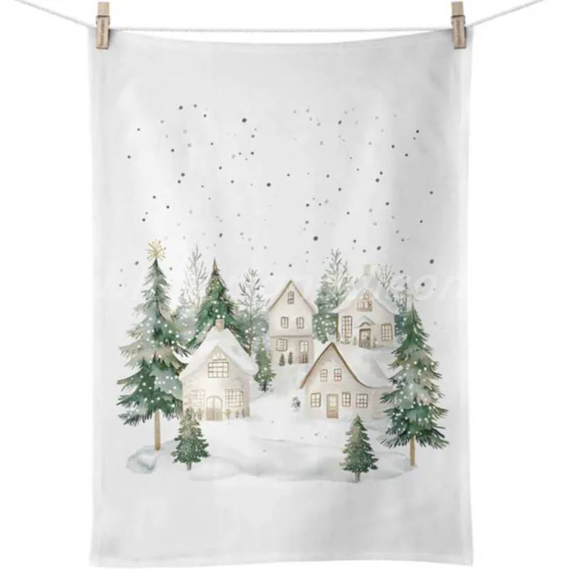 Canovaccio da Cucina 50x70 cm in Cotone Serie Snowy Houses Ambiente