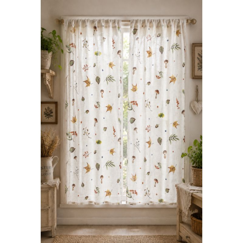 Coppia Tende Finestra 60x150 cm Decoro Autunnale
