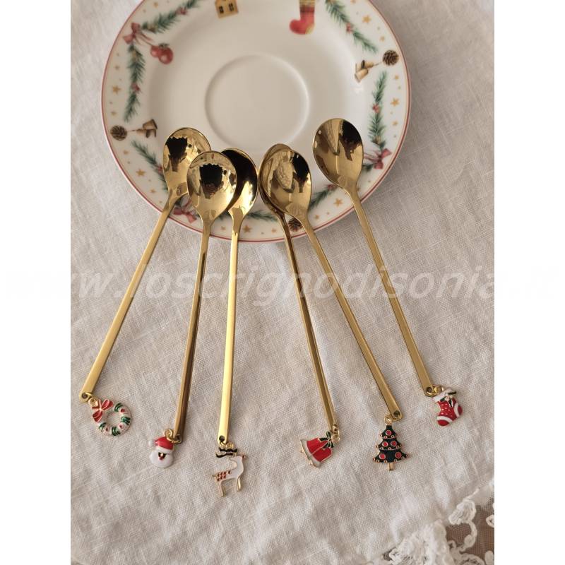 Cucchiaini Natalizi HOWAF - Set 6 Pezzi Argento Con Decorazioni Festive