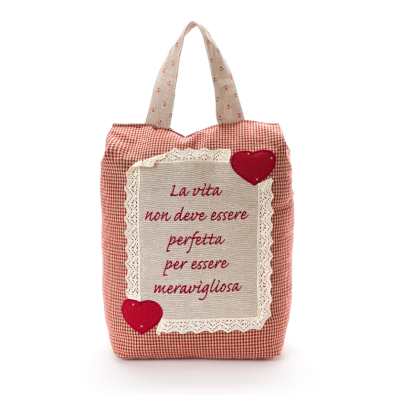 Fermaporta con dedica, in stile country chic, prodotto da Nuvole di Stoffa. Variante 6. Vista frontale
