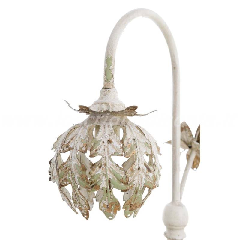 Way Home Store Lampada Da Tavolo Stile Shabby Chic, Base In Legno Diametro 11 Cm, Paralume In Tessuto Beige 22 Cm, Altezza 41 Cm, Per Comodino E Salotto