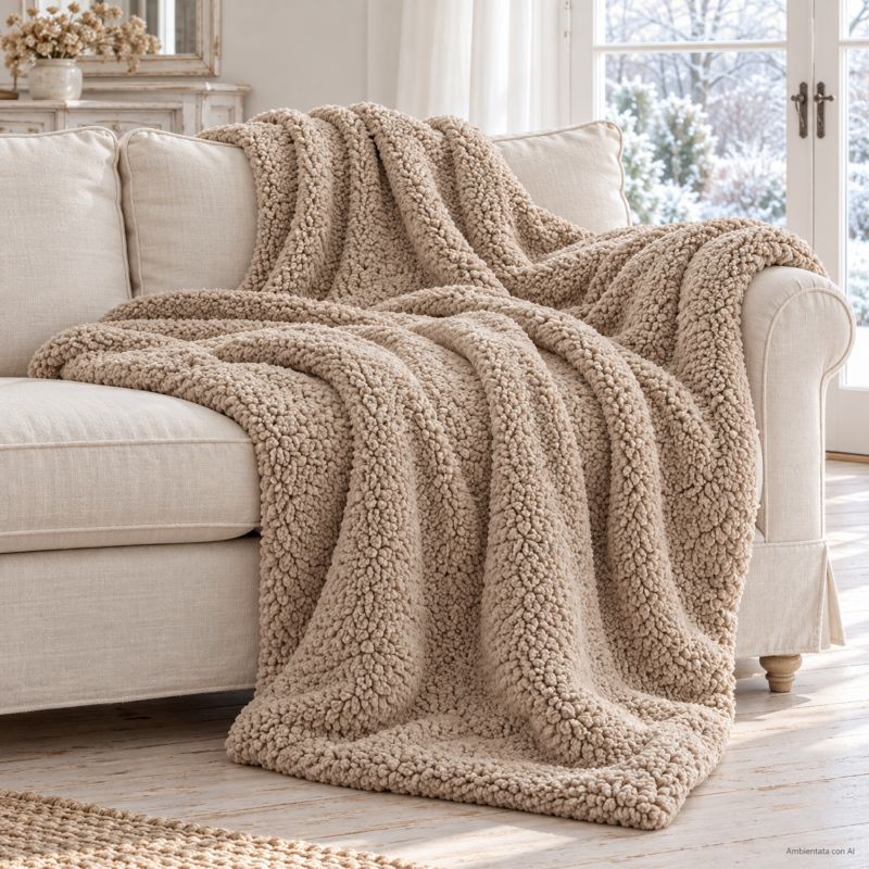 Plaid Coperta Maxi Misia in Sherpa Beige 160x210 cm
