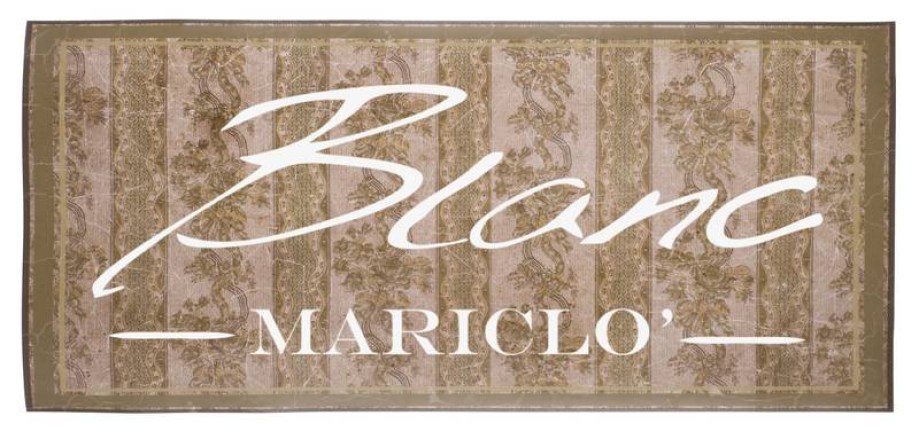 Tappeto in vinile con stampa shabby chic, serie Omina di Blanc Mariclò. Dimensioni 45x110 cm. Vista dall'alto