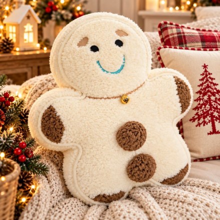 CUSCINO-Peluche-Pan-di-Zenzero-Natalizio-BIANCO