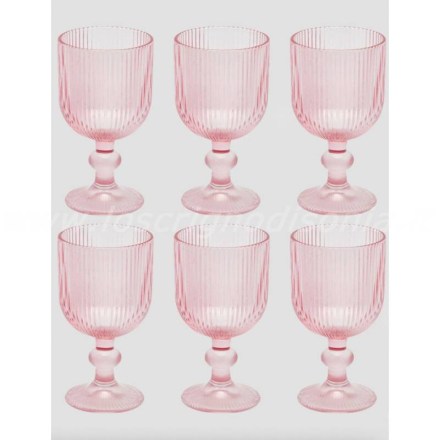 Confezione-6-calici-in-vetro-rosa-EDG-Enzo-de-Gasperi-altezza-142