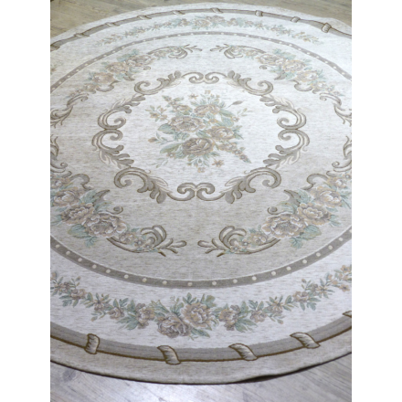 Tappeto rotondo serie Vintage Rose prodotto da By Suardi. Colore tortora. Vista dall'alto