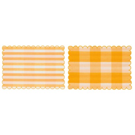 Tovaglietta double face rettangolare, di colore giallo, serie La Gelateria firmata Blanc Mariclò. Vista dall'alto