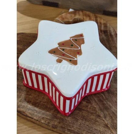 Barattolo porta bon bon Ginger, a forma di stella, realizzato in ceramica decorata da Boltze. Vista dall'alto