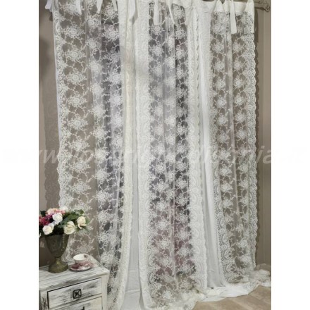 Tendone shabby chic, collezione Suite Corinzio firmata Chez Moi, misura 230x300 cm. Vista frontale