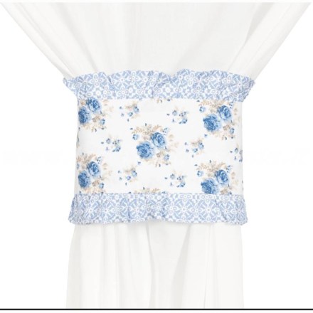Embrasse per tende con decoro floreale, collezione Camilla firmata Nuvole Di Stoffa. Vista frontale