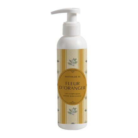 Latte corpo prodotto da Mathilde M in formata da 250 ml, fragranza Fleur D'Oranger. Vista frontale