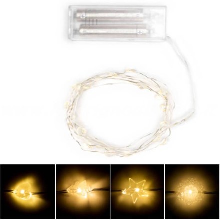 Luci a led natalizie, alimentate a batterie, disponibili in 4 varianti, firmate Nuvole di Stoffa. Vista dall'alto