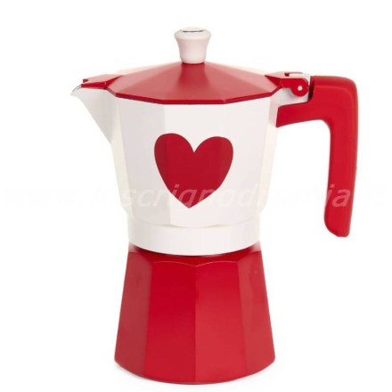 Moka 6 tazze, colore rosso, collezione My Home firmata Nuvole Di Stoffa. Vista frontale