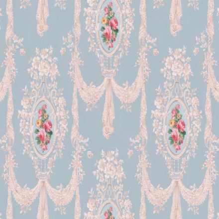 Pellicola adesiva decorativa in stile shabby chic, colore azzurro, prodotta da Blanc Mariclò. Vista frontale