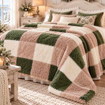 plaid-coperta-matrimoniale-check-quadri-verdi-beige