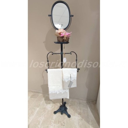 Mobile porta asciugamani con specchio della serie Salle de Bain firmata Blanc Mariclò. Vista frontale