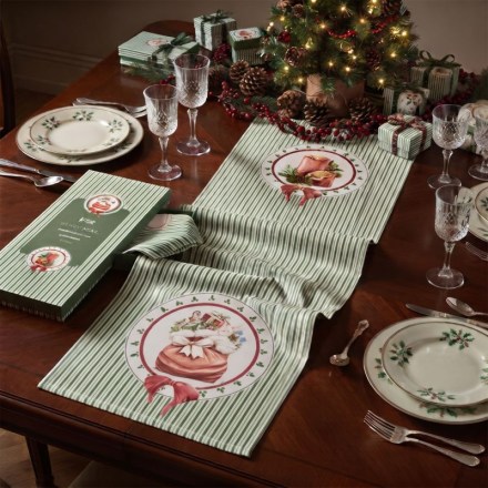 runner-magic-noel-verde-in-scatola-regalo-nuvole-di-stoffa