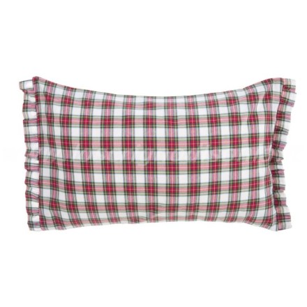 Set due federe copriguanciali con fantasia a quadri, serie Tartan firmata Blanc Mariclò. Vista dall'alto