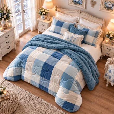 trapunta-matrimoniale-invernale-600gsm-sherpa-quadri-azzurri-1