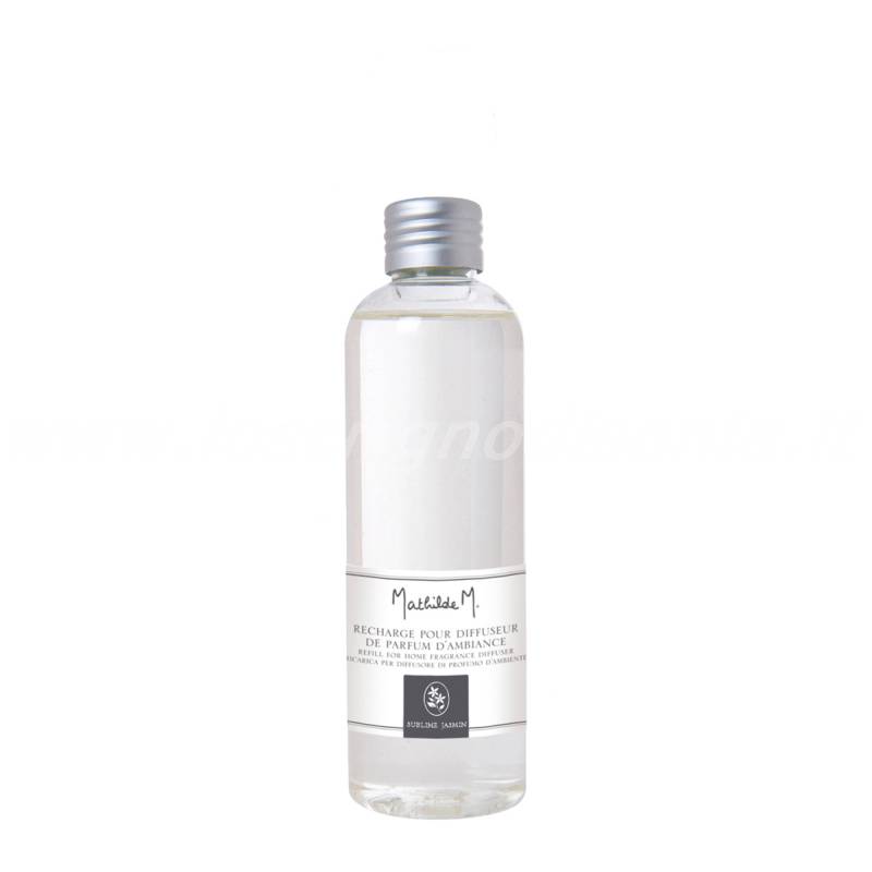 Ricarica profumo ambiente in flacone da 200 ml, fragranza Sublime Jasmin di Mathilde M. Vista frontale